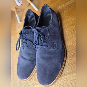 Prada Men's Blue Suede Lace Up Oxfords Shoes Size 9 Casual Designer